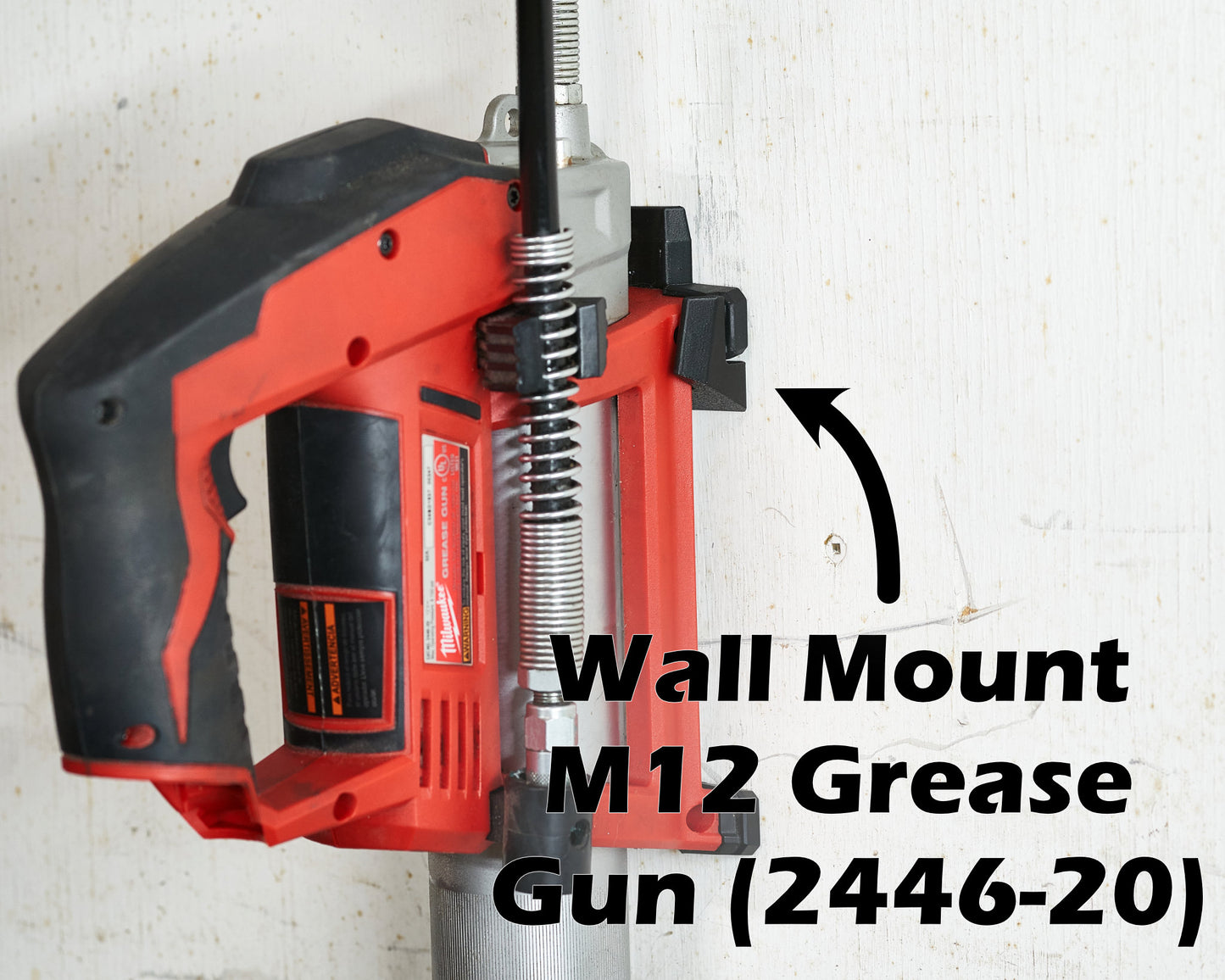 Wall Mount for Milwaukee Tool M12 Grease Gun Organization and Storage 2446-20