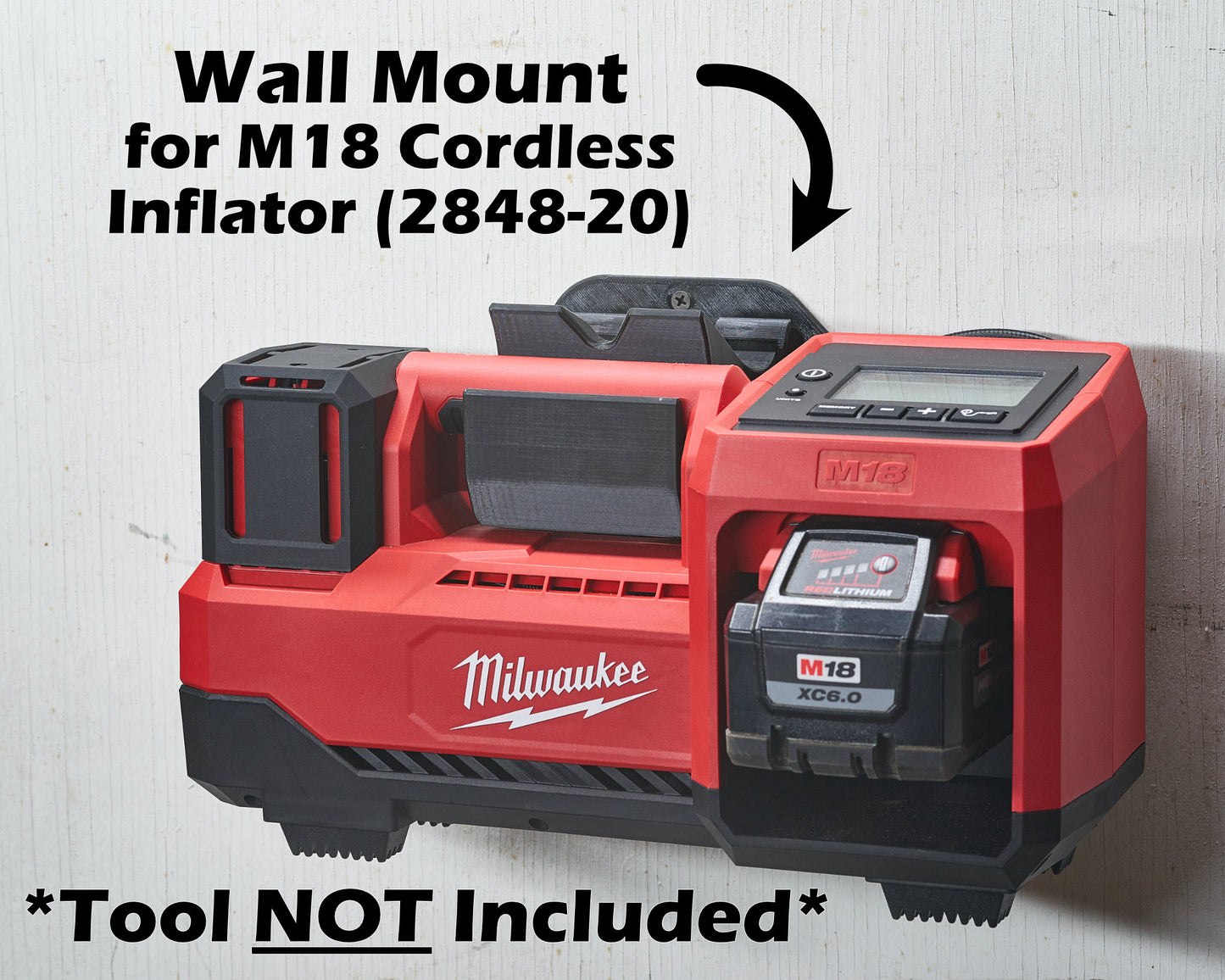 Milwaukee Tool M18 Cordless Tire Inflator Wall Mount Organization and Storage 2848-20