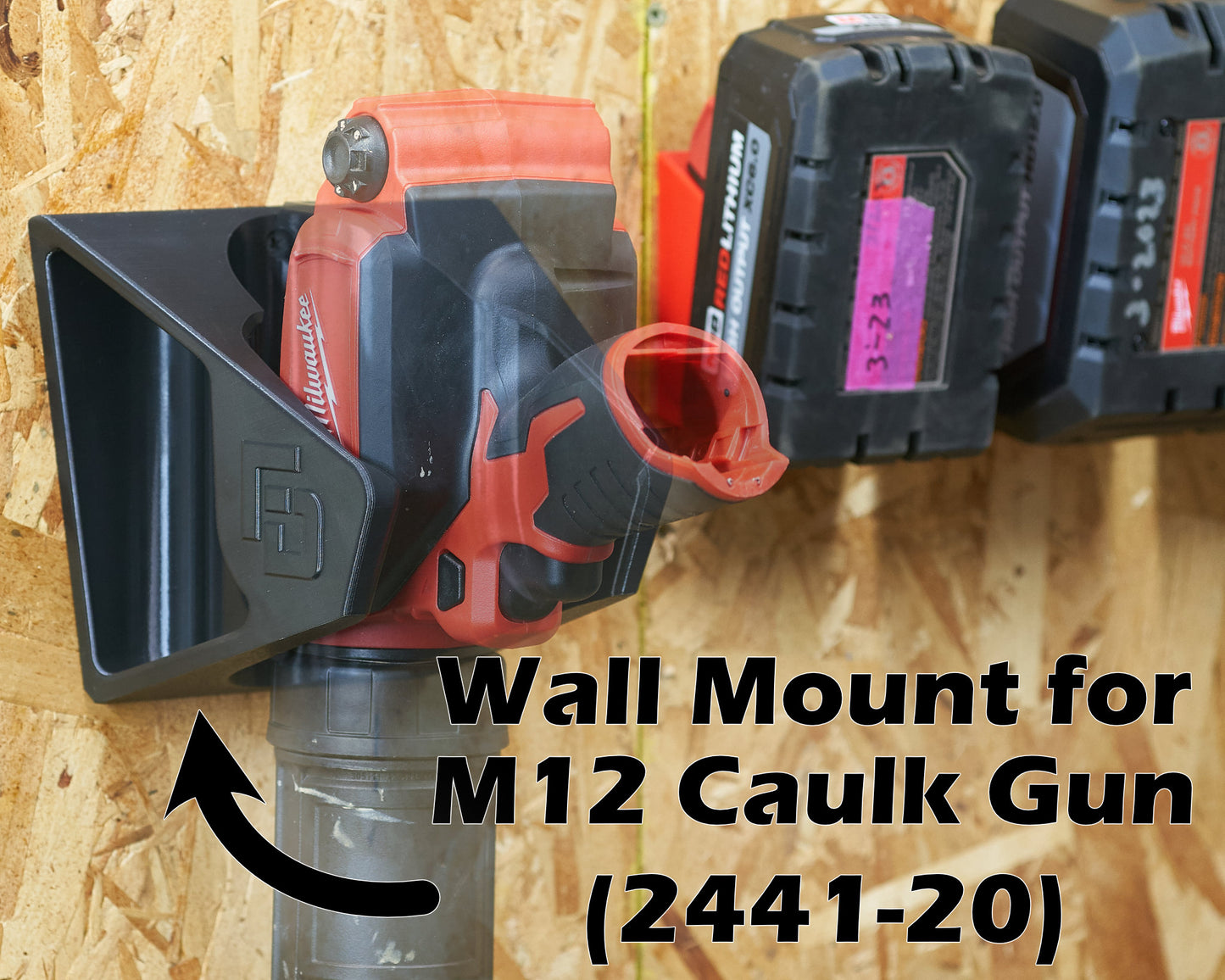 Wall Mount for Milwaukee Tool M12 Caulk Gun Organization and Storage 2441-20